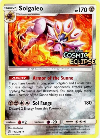 MCAP: Solgaleo - 142/236 (Cosmic Eclipse Stamped) (Holofoil)