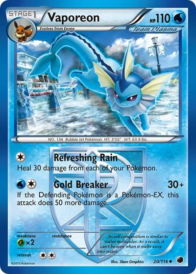 PLF: Vaporeon (Team Plasma) (Reverse Holofoil)